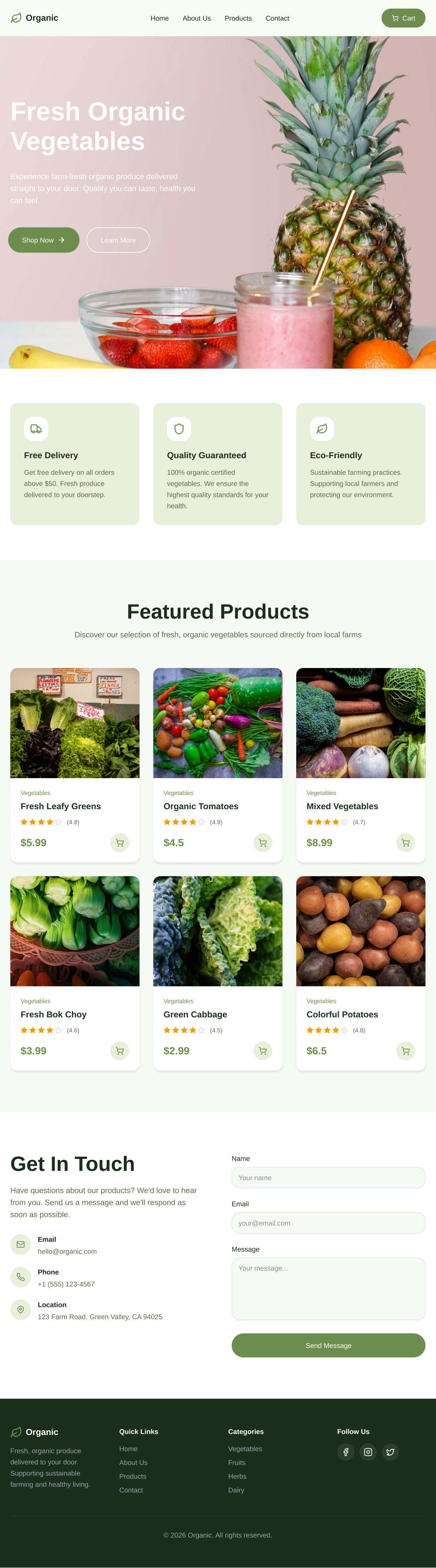 Organic Products Website Template