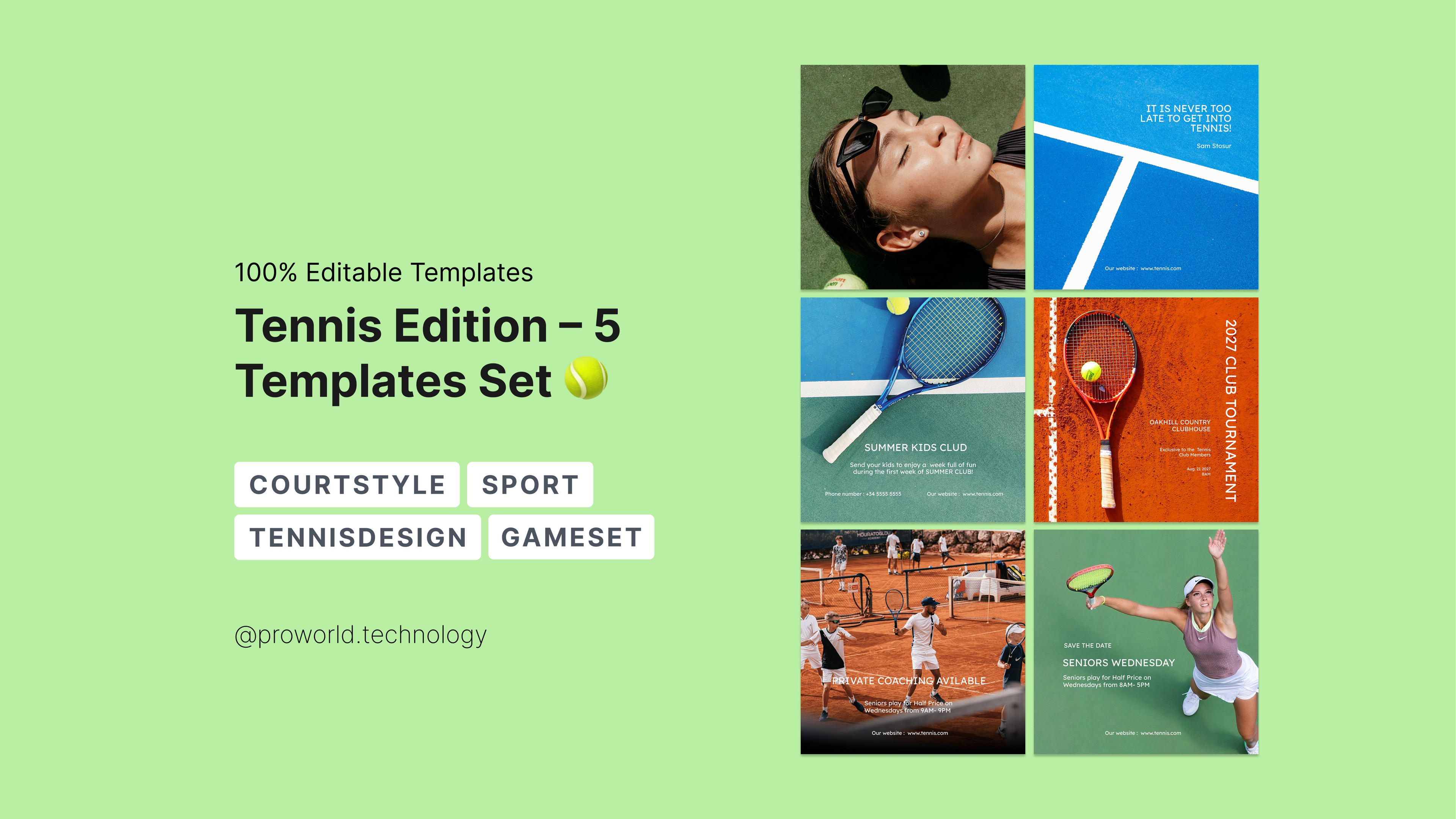 Tennis Club & Sports Event Instagram Post Templates