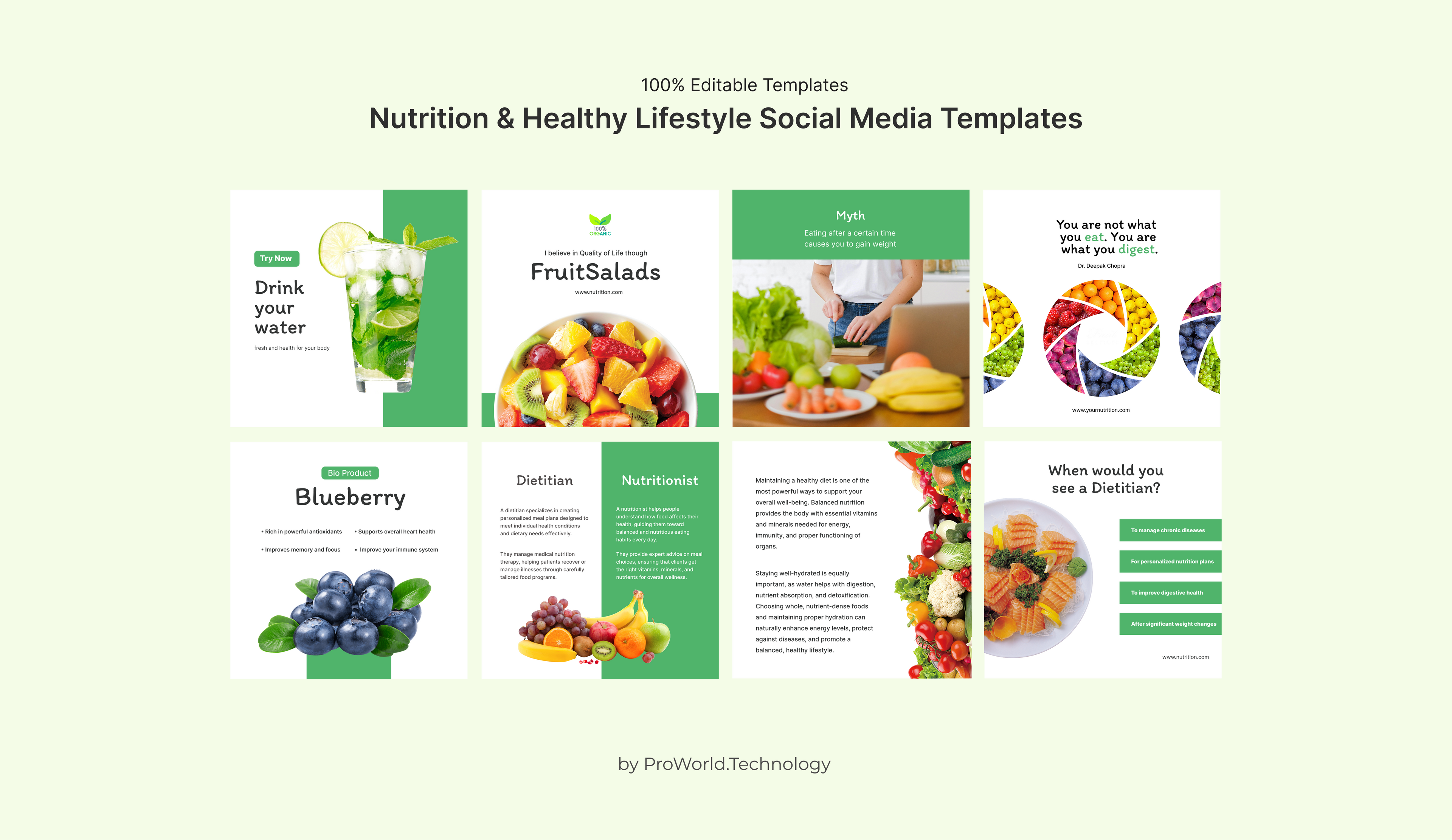 Nutrition & Healthy Lifestyle Social Media Templates