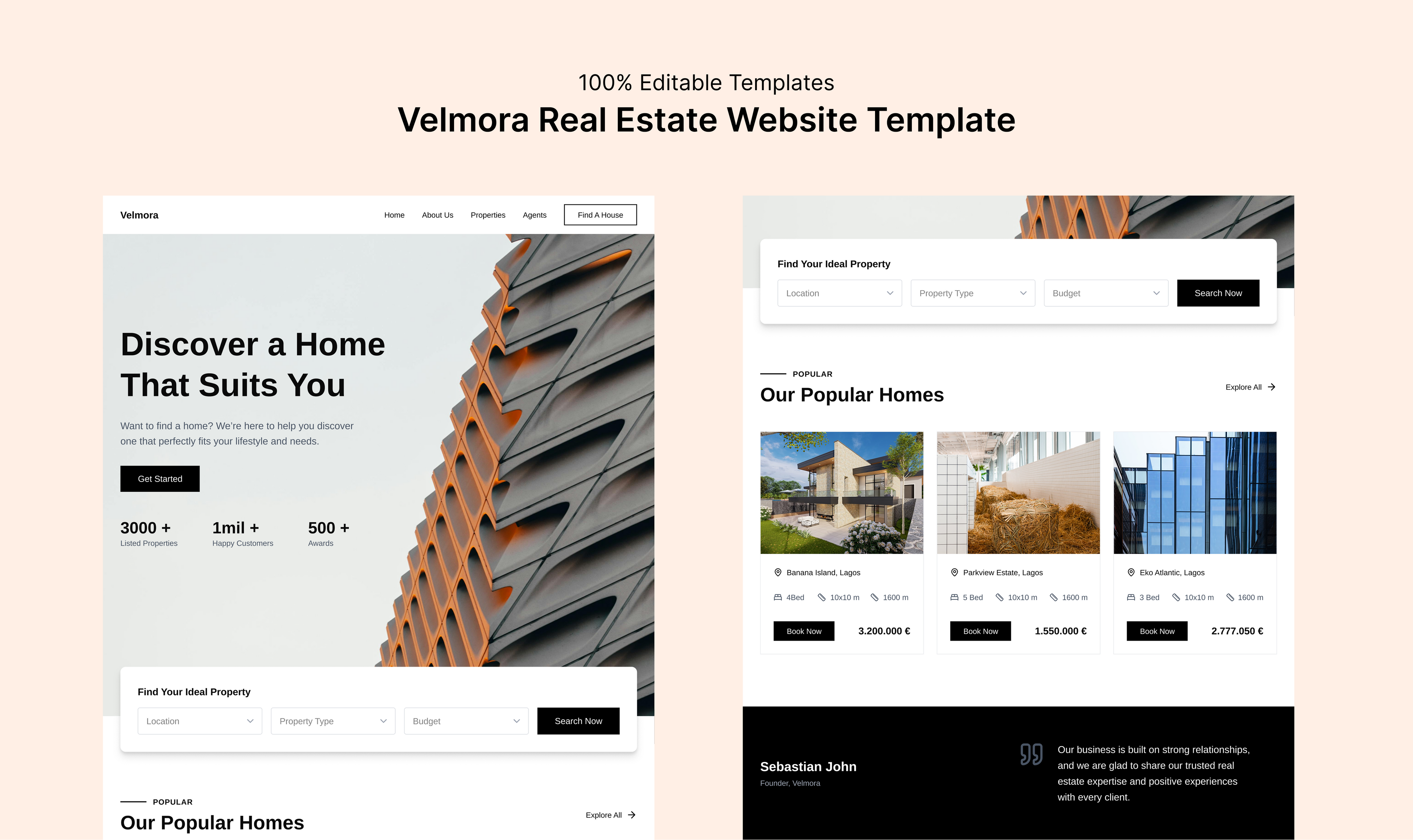 Velmora Real Estate Website Template