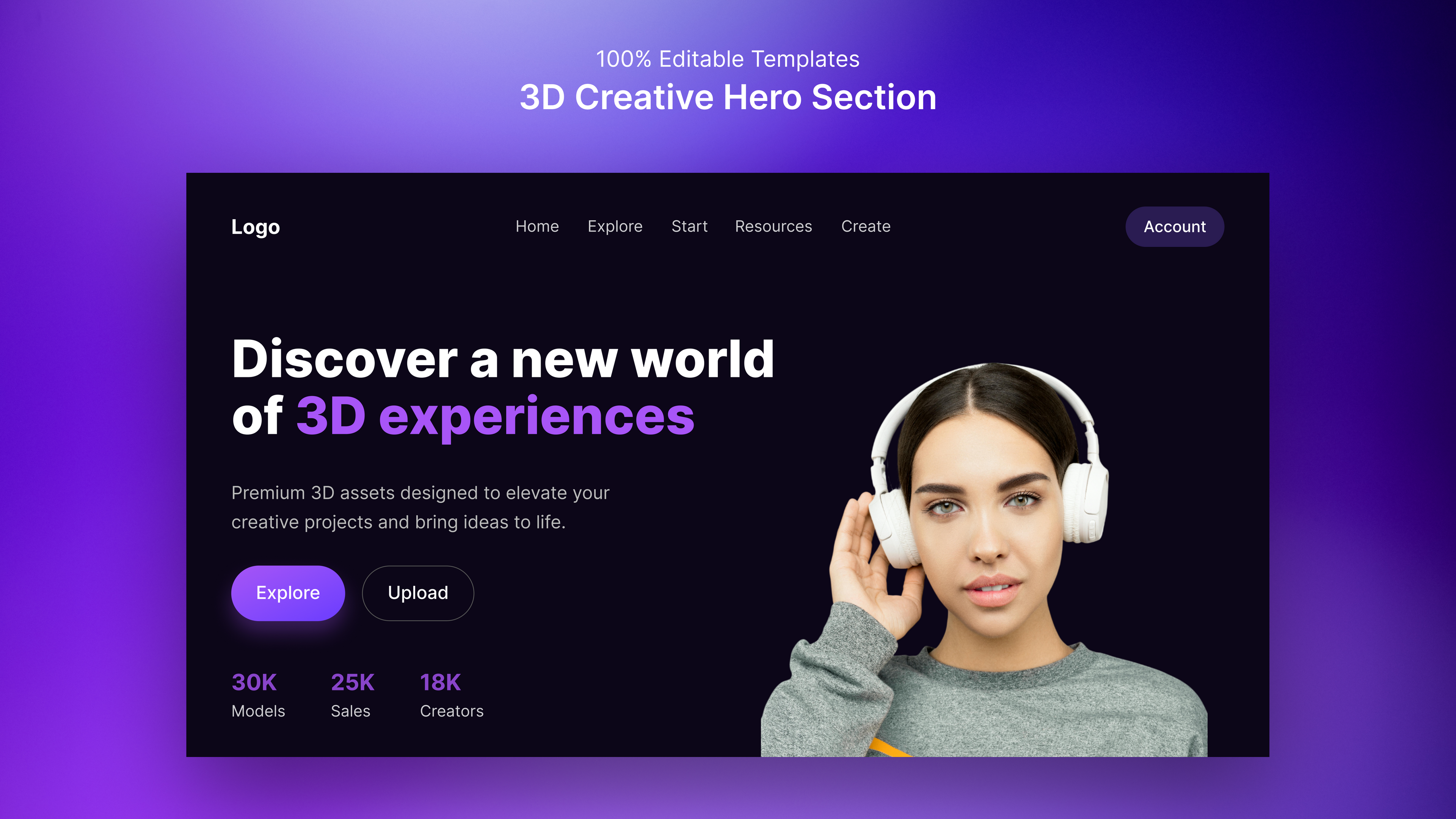 3D Creative Hero Section