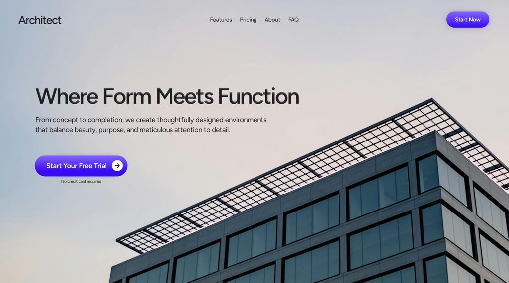 Architect – Hero Section Website Template