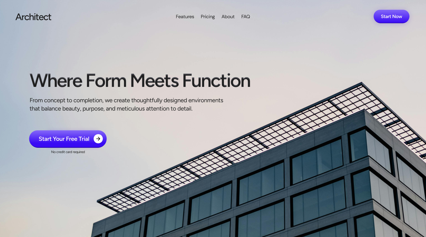 Architect – Hero Section Website Template